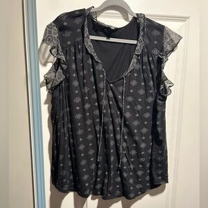 Black patterned top, lucky brand